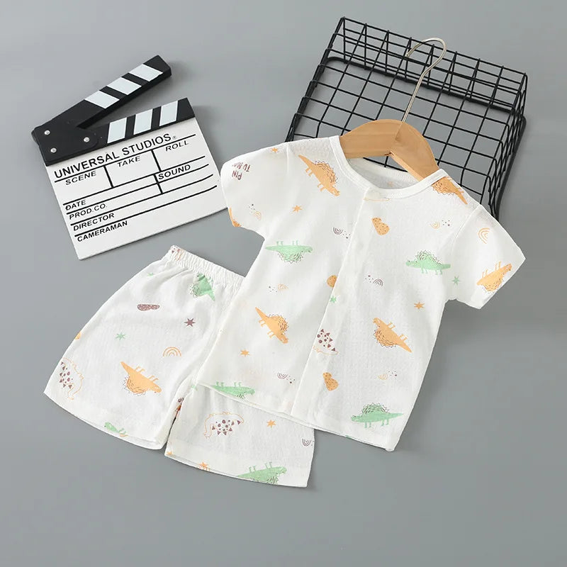 Children's Clothing Summer Short Sleeve Home Sleepwear Children Sets Kids Clothes Boy Girl T-shirt shorts Cotton Suit Baby