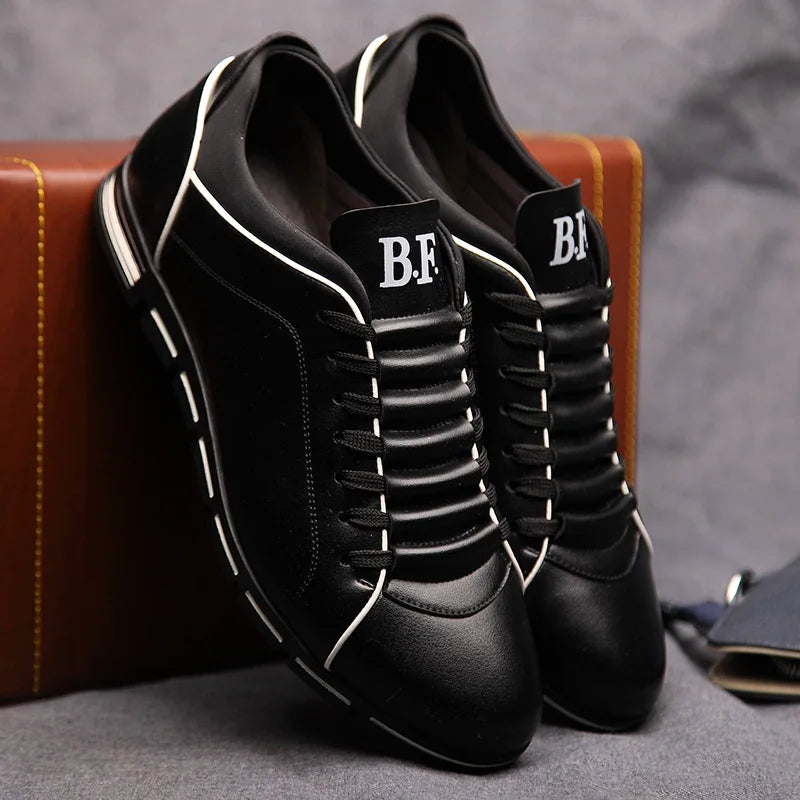 Men Shoes Casual Sneakers Spring Autumn New Fashion Solid Leather Shoes Formal Business Sport Flat Round Toe Light Breathable