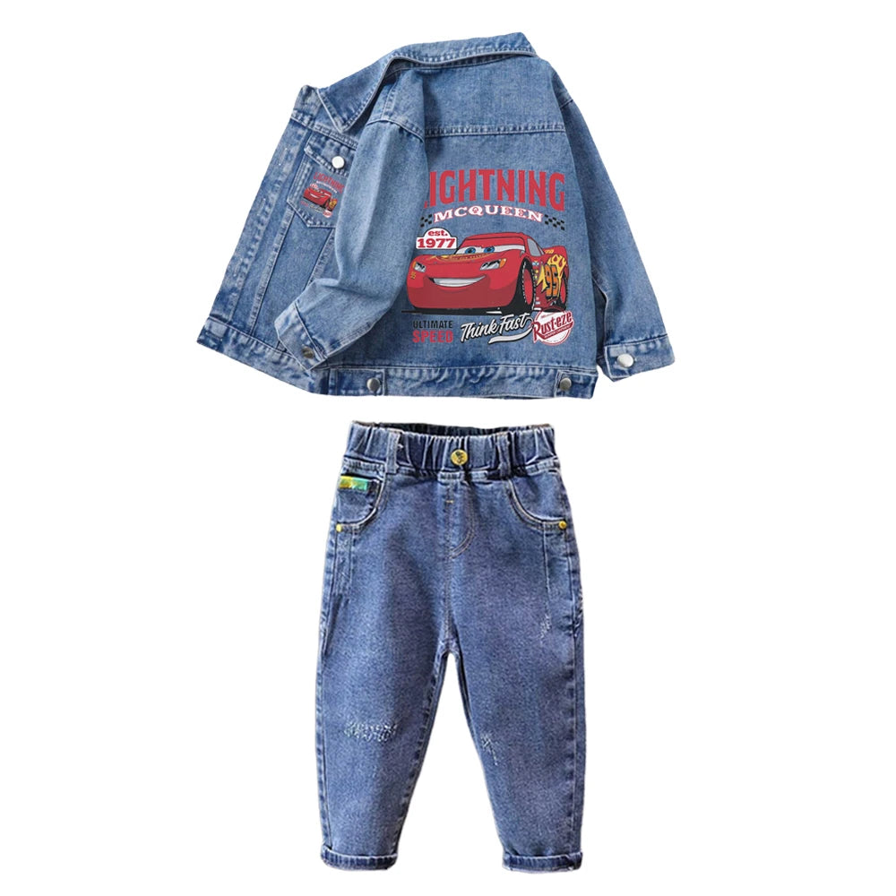 Children Clothing Sets Spring Autumn Baby Boys Girls Mickey Mouse Minnie Cotton Denim Jacket Coat + Jeans Pants 2pce Casual Suit