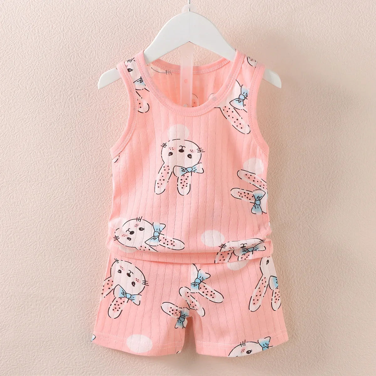 Summer Kids Baby Pajamas Vest+Shorts 2-Piece Clothing Set Boys Girls Cartoon Lion Giraffe Cotton Casual Clothes Suit 0-4 Years