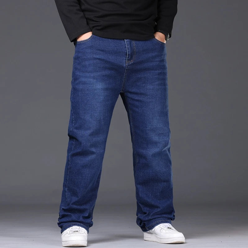 Plus Size Men's Jeans 42-50 High Stretch Denim Fabric Large Size Pants for 45-150kg Jeans Hombre Wide Leg Jeans Pantalon Homme