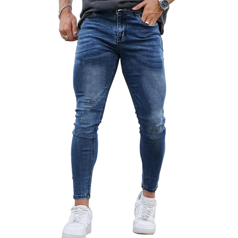 Mens Skinny jeans Solid Color high stretch Denim Trousers Casual Daily For Office Parties Male Cowboy Pants