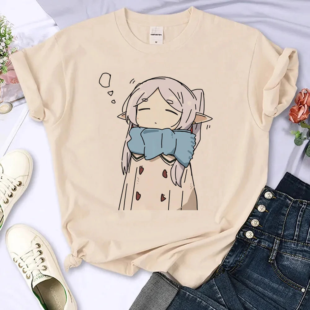 Frieren shirt women women 2000s Punk Pastel Psychedelic hip hop t-shirt Vintage women Psychedelic Digital Classic Trendy