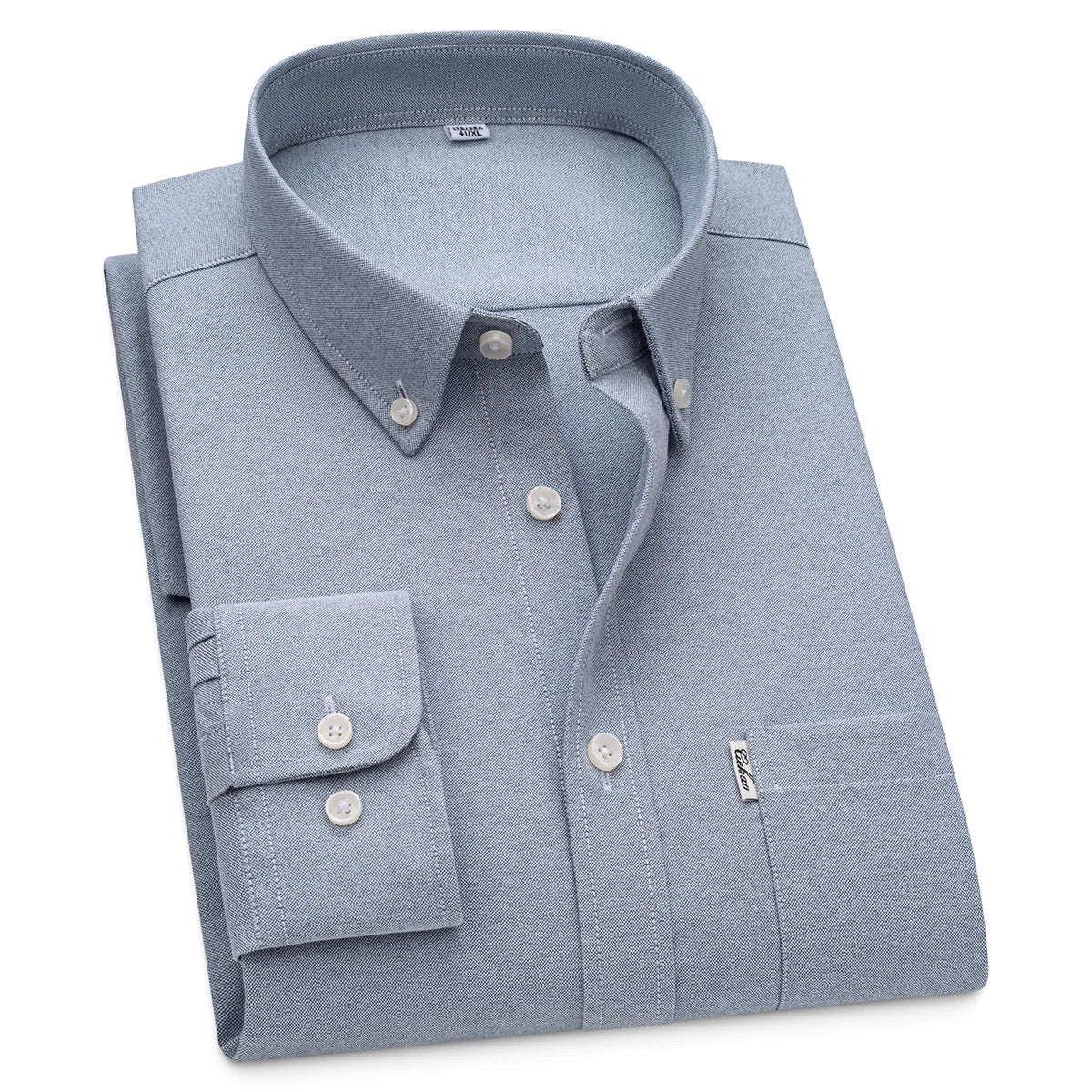 Men's Hard-wearing Comfortable 100% Cotton Long Sleeve Dress Shirt with Pocket, Spring Autumn Casual Oxford Button-Down Shirts