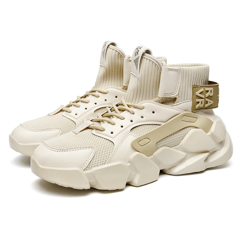 Shoes for Men New High-top Beige Men Sneakers Chunky Men Shoes Heighten Fashion Casual Plus Size Damping Tennis Shoes Zapatillas