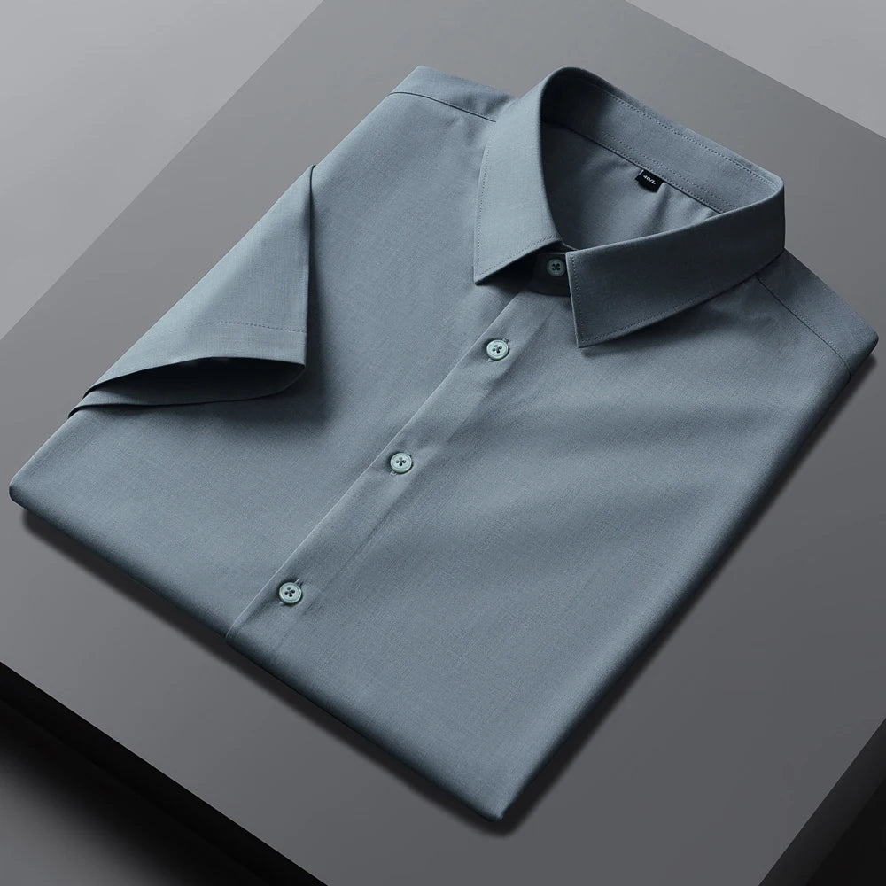 Men's Formal Business Short Sleeve Dress Shirt Wrinkle Free Regular Fit 4-Way Stretch Button Up Shirts for Spring Summer Holiday