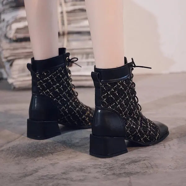 Women's Boots Autumn Luxury Designer Female Shoes Winter Footwear Boots-Women Black Fashion High Heel Ladies Rock Ankle 2025