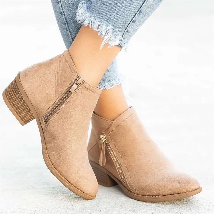 Women Booties 2022Autumn Suede 6 Boots Women Fashion Size 43 Platform Boots Side Zipper Heeled Ankle Boots Botas De Mujer