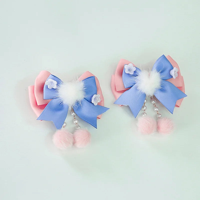 Anime My Melody Lolita Princess Dress Girl Bow Decoration Party Dress Ruffled Tutu Skirt Fleece-Lined Layered Dress Ball Gown