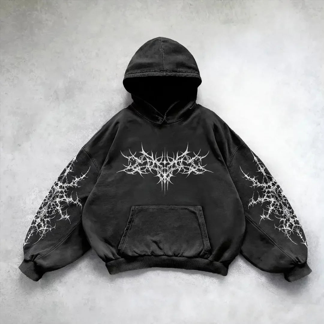 Y2K Harajuku Gothic Retro Oversize Hoodie Men Women Fashion Embroidery Jacket Hip Hop Sweatshirt Coat Selling Personality Coat