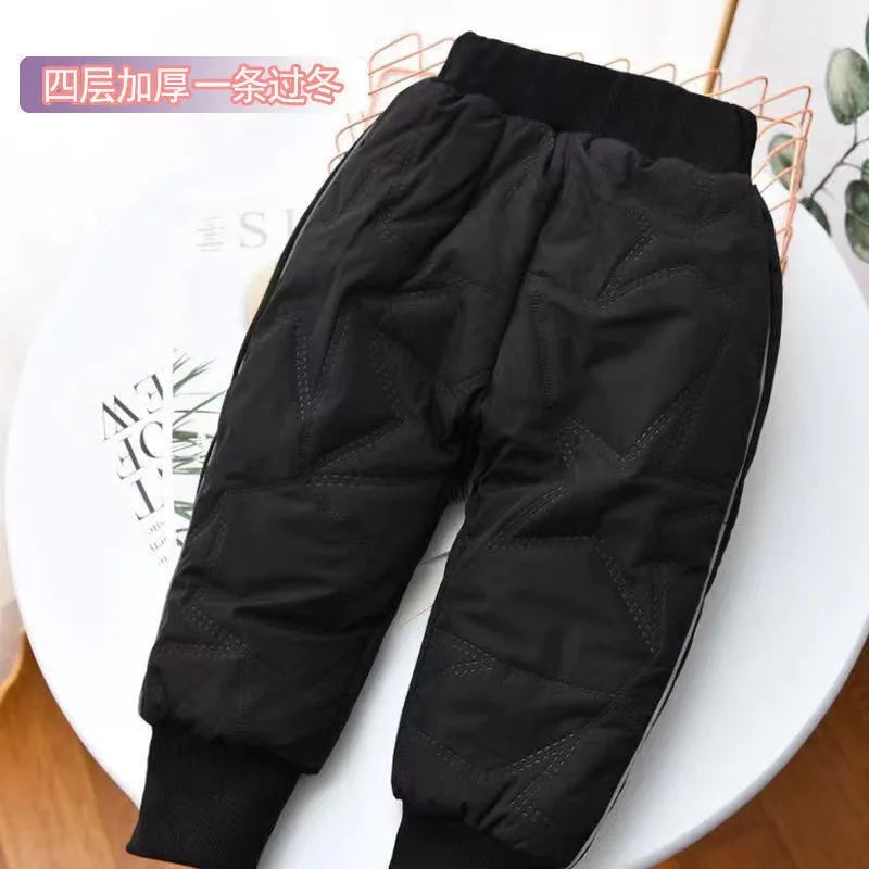 Kids Winter Thermal Pants Cotton-Padded Warm Trousers for Cold Weather Outdoor Snow Play & Comfort