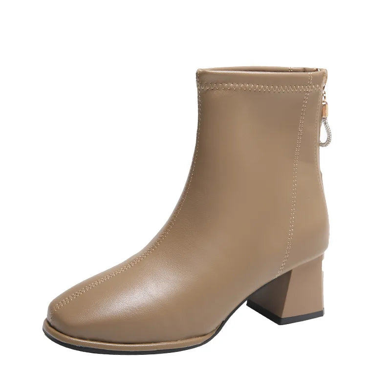 Platform Boot Shoes for Women Modern Western Black Femme Botas Punk Goth Female Winter High Heeled Shoes Round Toe Heels Botines