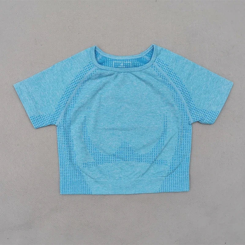 Seamless Yoga Top Short Sleeve Workout Tops For Women Fitness Gym Crop Top Athletic Sport T shirt Women Sportswear