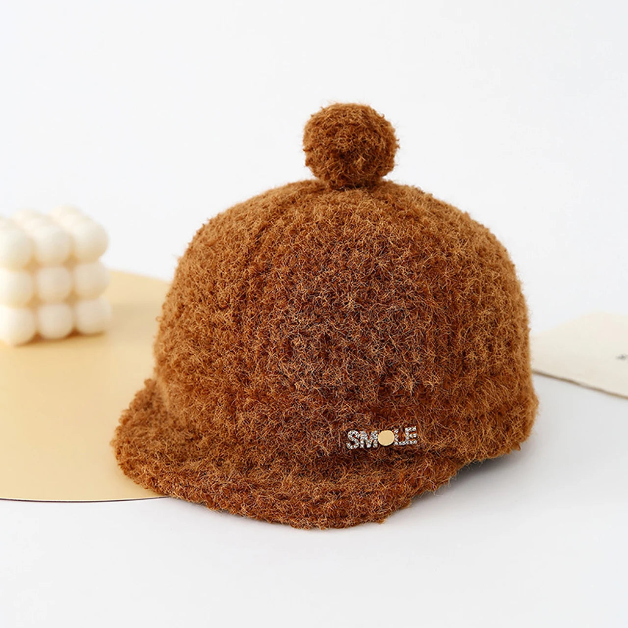 Cute Baby Felt Baseball Cap Autumn Winter Children Duck Tongue Hat Pompom Infant Plush Peaked Caps 6-12Month Boys Girls Visors