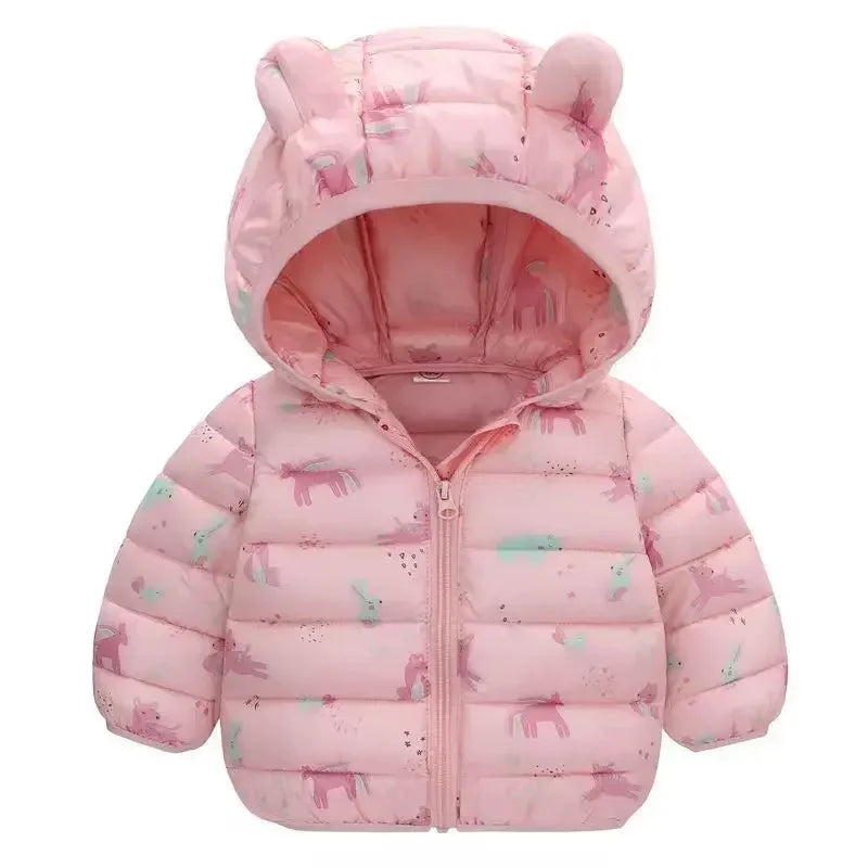 Boy Daily Down Coat Girls Casual Winter Thickened Jackets Kids Warm Hooded Fashion Outerwear Children Solid Color Cotton Parkas