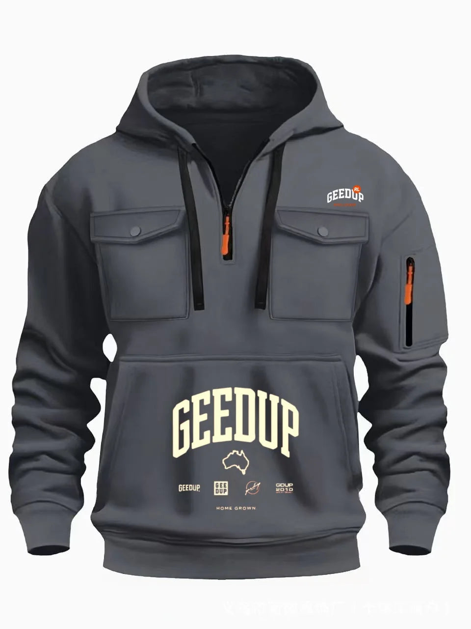 Men's Fashion Hoodie 2025 Spring Autumn Casual Sporty Style Trendy Embossed Design with Pocket Versatile Hooded Sweatshirt