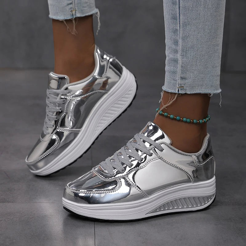 Women Sneakers Fashion Platform Shoes Lace Up Women Casual Flats Shoes Outdoor Lightweight Walking Women Shoes Zapatos De Mujer