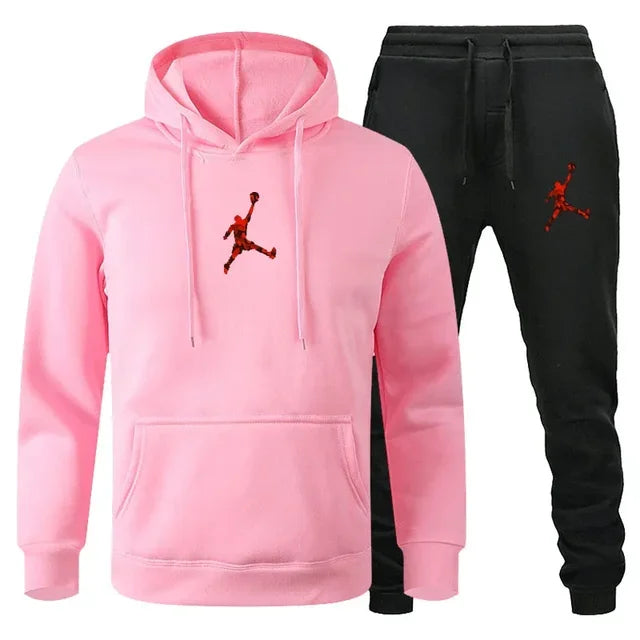 2025 Autumn/Winter Men's jogging Fitness sportswear Set: Fashionable long-sleeved sweatshirt + casual pants 2-piece set