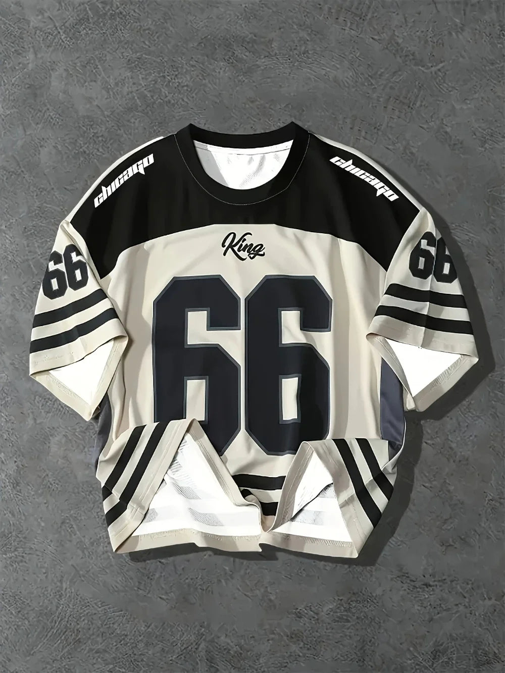 Men's 3D Chicago No. 66 printed T-shirt Crew Neck Casual Sports Style Regular Version Men's Autumn Clothes Training Clothes