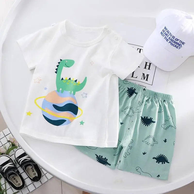 2022 New Summer Infants Clothes Short Sleeve T-shirt+shorts 2-piece For Baby Boys Girls Kids Outfit Children's Clothing Sets