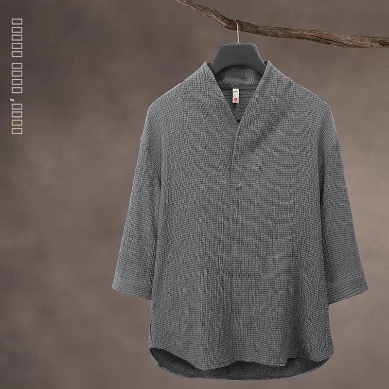 Summer Thin Ice Silk Casual Loose Sve T-irt Two-Piece Set for Young Men Comfortable Breathable Lightweight Long Pants