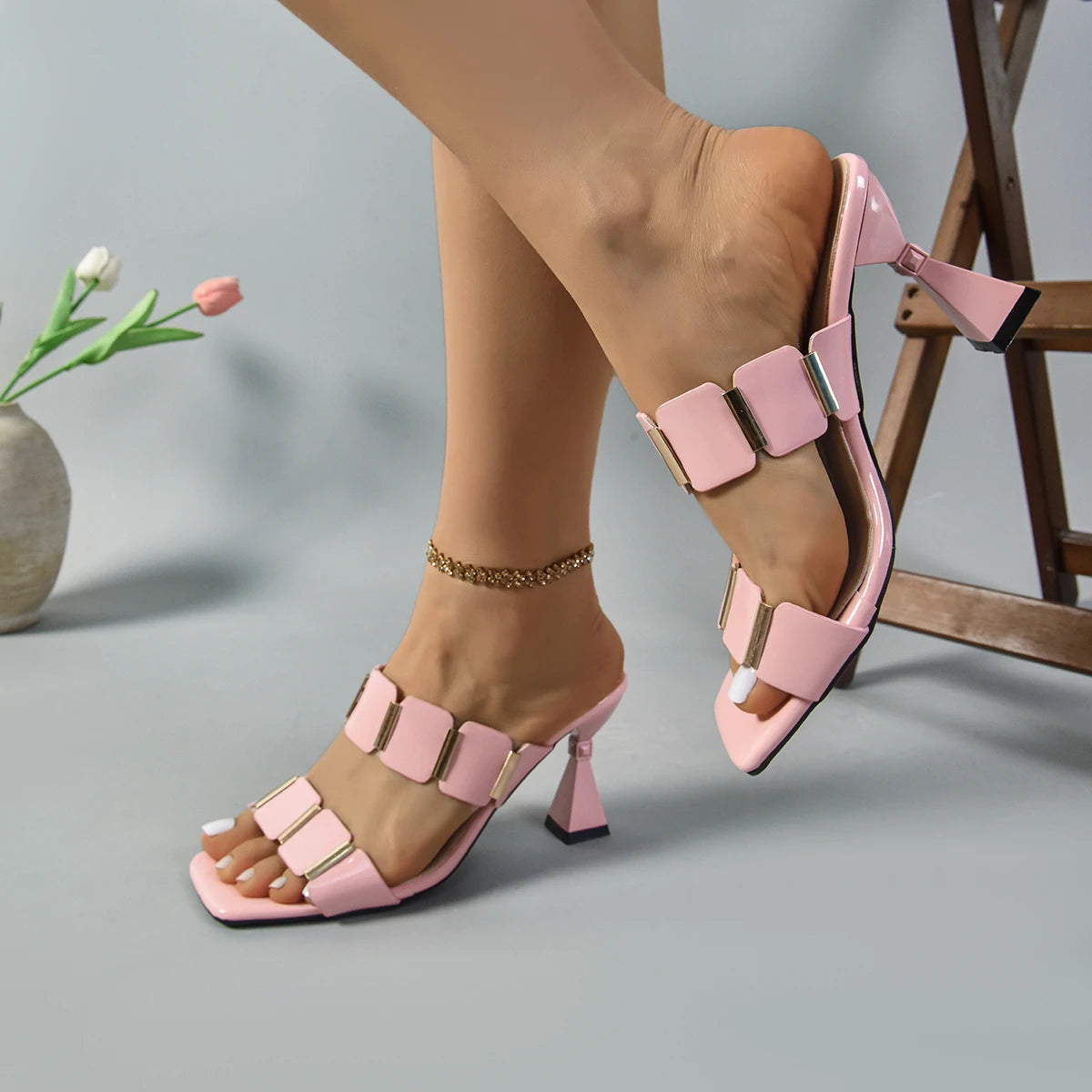 Shoes for Women 2025 Women Fashion Spring Summer High Heel Sandals Lady Sexy Comfortable Female Cute PU Sandals Women Shoes