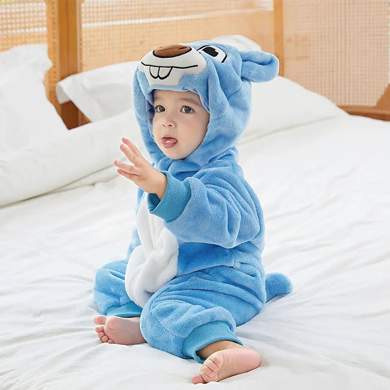 Cute Monkey Lion Animal Cartoon Romper Baby Clothing Long Sleeve Boys Girls Rompers Winter Costumes For Kids Kigurumi Jumpsuit