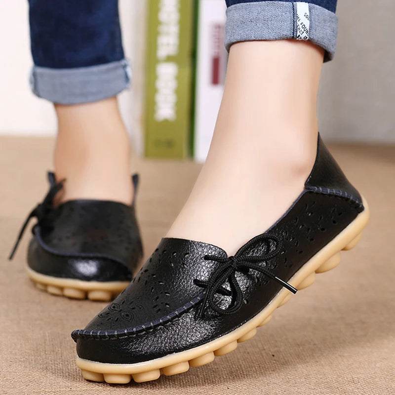 Women's Shoes Fashion Women Flats Genuine Leather Loafers Women's Moccasins Flats Ladies Shoes Female Slip On Ballet Flat Shoes