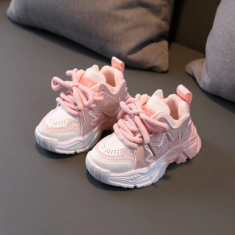 Children's Shoes 2024 New Toddler Girls Sport Shoes Soft Sole Breathable Outdoor Tennis Fashion Kids Sneakers EU21-30