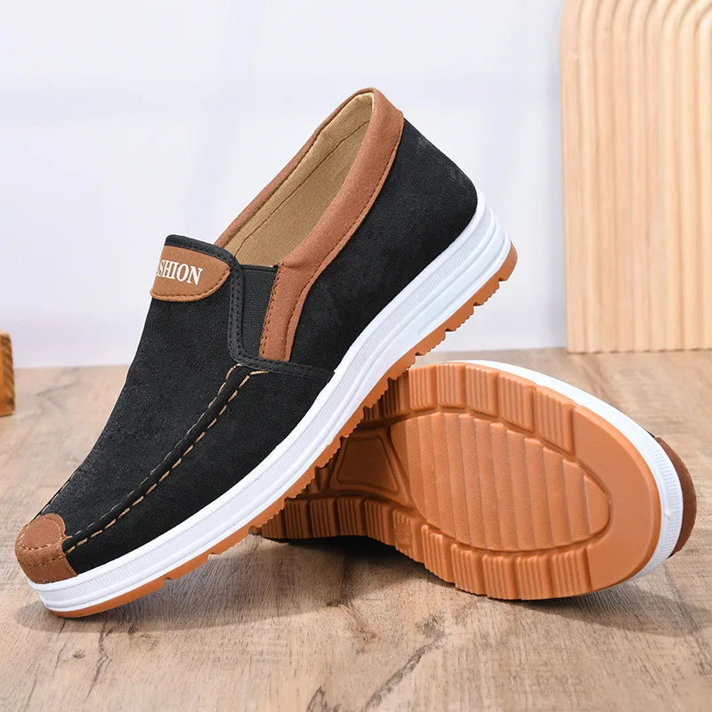 Old Beijing cloth shoes for men's casual wear resistant and anti slip men's vulcanized shoes, with a breathable canvas upper