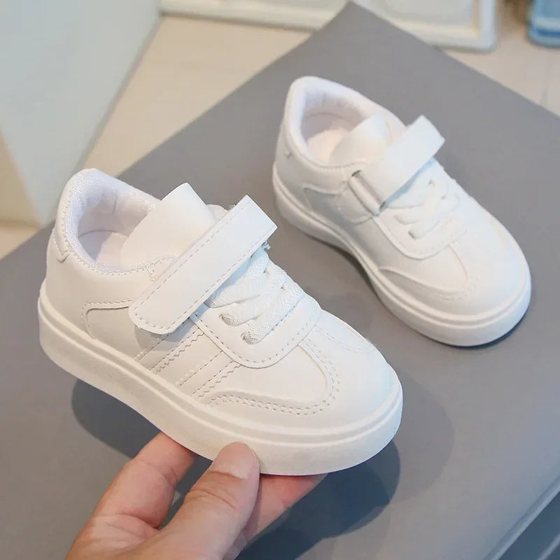 Kids Sports Shoes for School Boys Girls White Shoes Non-slip Soft Sole 2025 New Fashion Children Casual Shoes Hook&loop Trendy