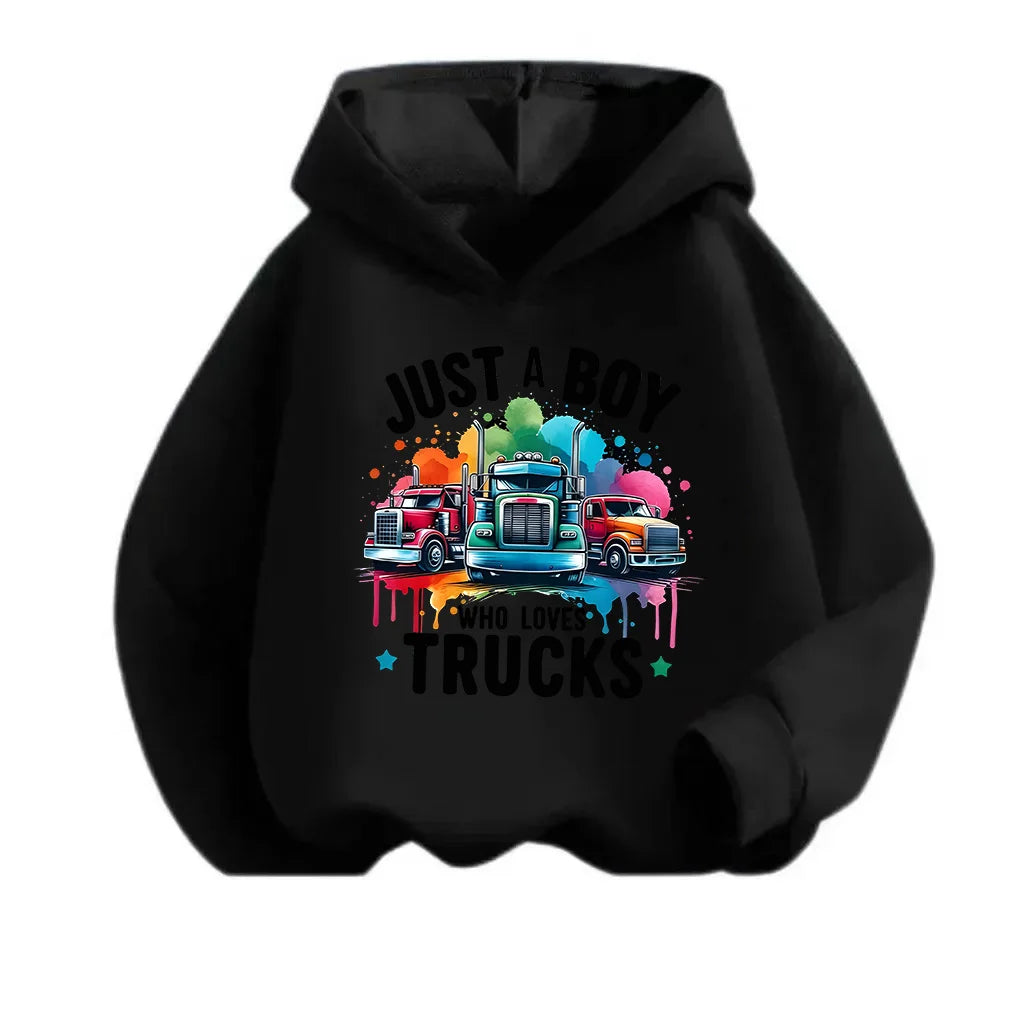 Colorful cartoon printed hooded casual warm hoodie, suitable for outdoor wear in autumn and winter