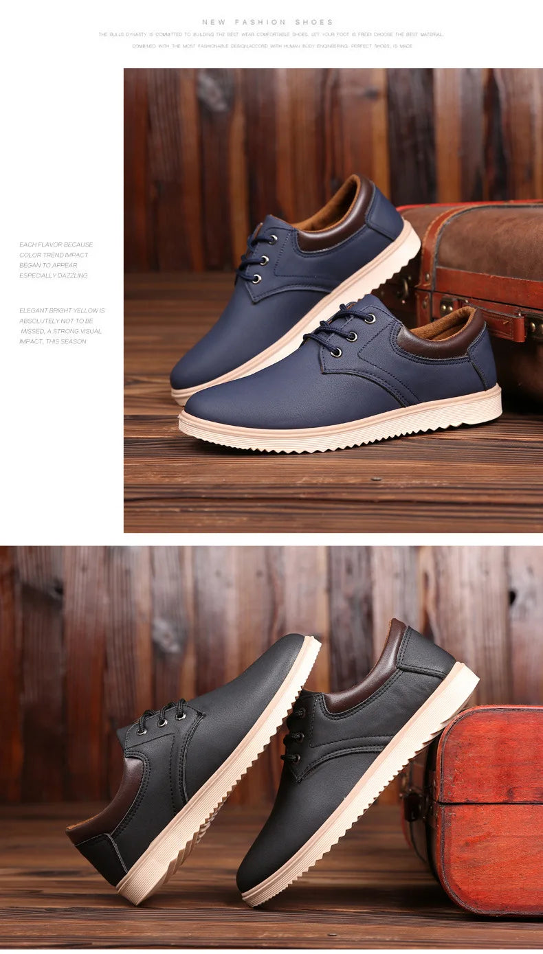 Casual Shoes Men Leather  Men 2023 Summer Brand Comfortable Flat Shoes for Men Trendy Sneaker Men Lace Up Oxfords Shoes