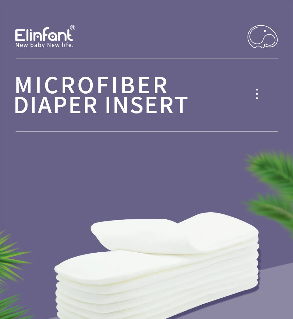 Elinfant 5/10pcs / Set 3 Layers Microfiber Cloth Diaper Nappy Insert Super Absorbent Reusable Washable 35×13.5 Cm Diaper Insert