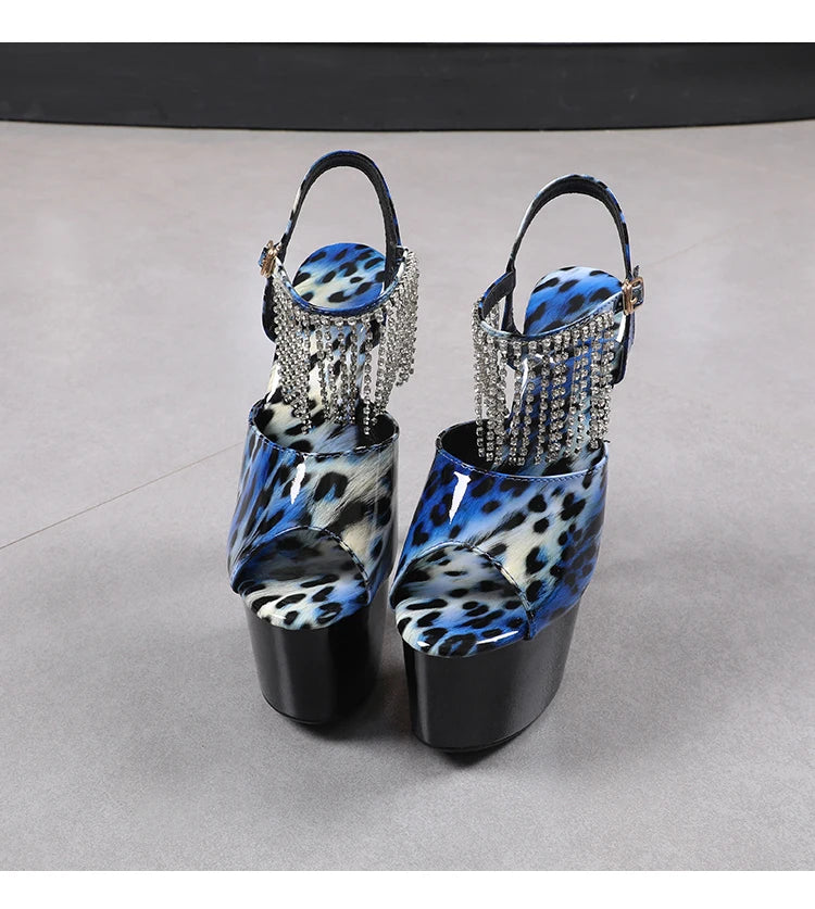 shoes for women 2022 Fashion Women Pumps Retro Thin Heels Sandals Leopard Spring Platform Dress Party Wedding Basic Shoes Woman