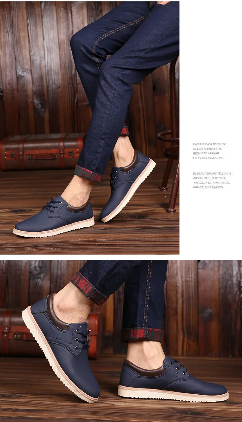 Casual Shoes Men Leather  Men 2023 Summer Brand Comfortable Flat Shoes for Men Trendy Sneaker Men Lace Up Oxfords Shoes