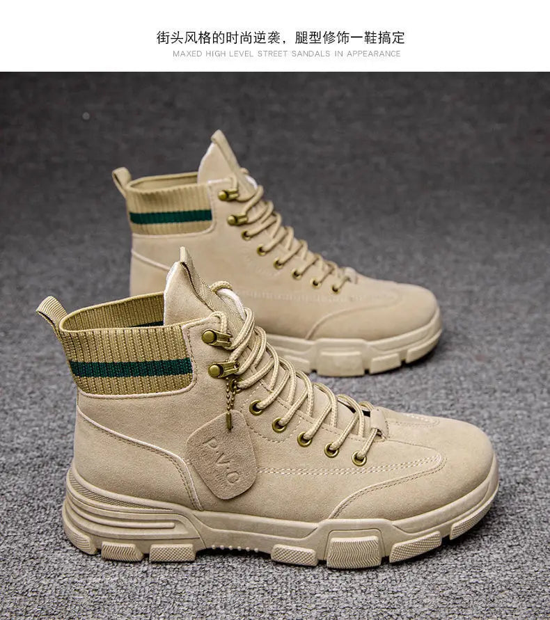 New Men Boots Leather Waterproof Lace Up Boots Men Winter Ankle Lightweight Shoes for Men Winter Casual Non Slip