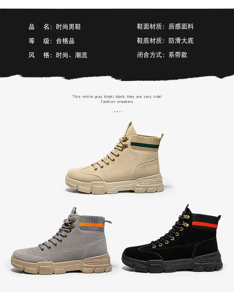 New Men Boots Leather Waterproof Lace Up Boots Men Winter Ankle Lightweight Shoes for Men Winter Casual Non Slip
