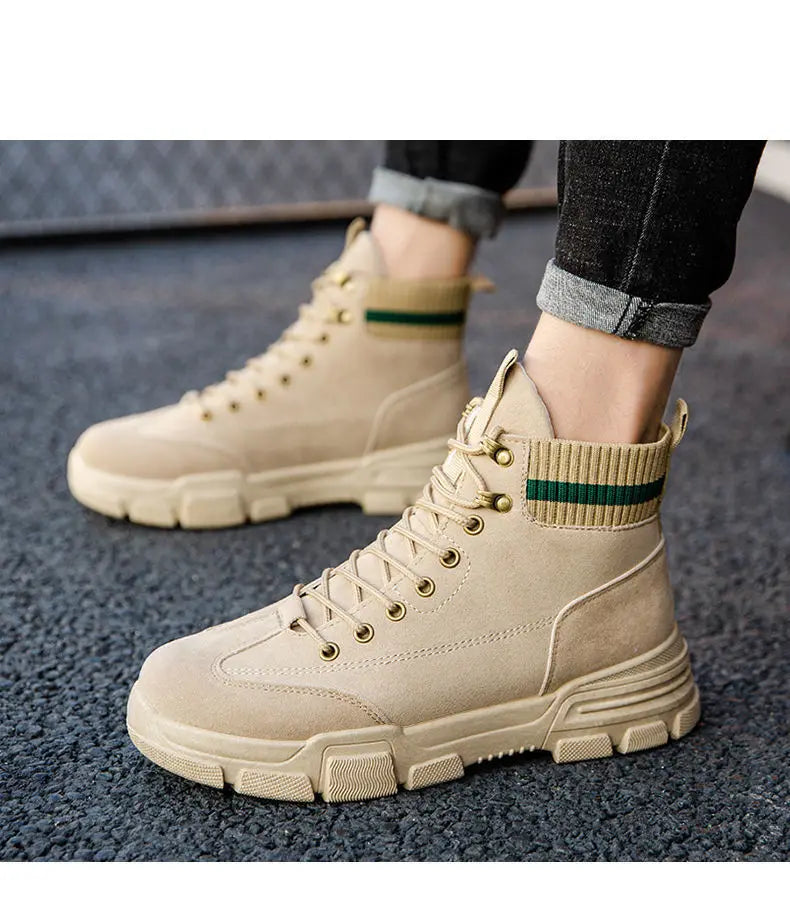 New Men Boots Leather Waterproof Lace Up Boots Men Winter Ankle Lightweight Shoes for Men Winter Casual Non Slip