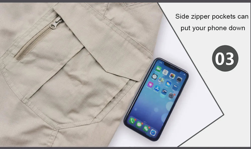 Men  Tactical Pants Waterproof Cargo Pants Men Breathable Outdoors Solid Color Combat Long Trousers Work Joggers S-6XL