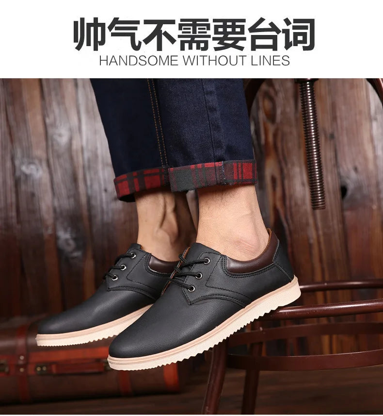 Casual Shoes Men Leather  Men 2023 Summer Brand Comfortable Flat Shoes for Men Trendy Sneaker Men Lace Up Oxfords Shoes