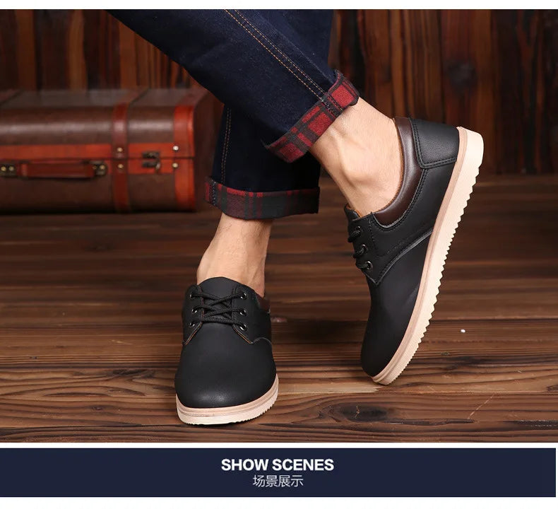 Casual Shoes Men Leather  Men 2023 Summer Brand Comfortable Flat Shoes for Men Trendy Sneaker Men Lace Up Oxfords Shoes