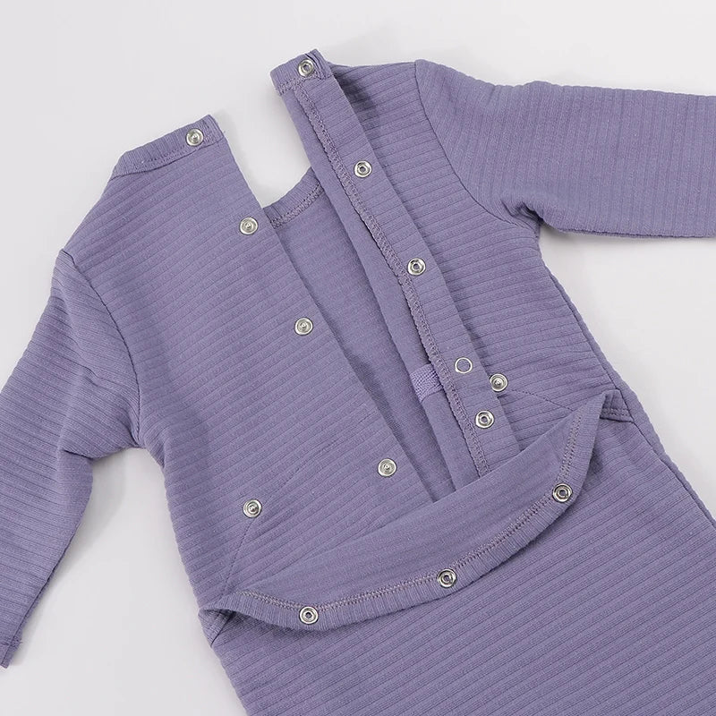 Baby romper elegant outfit winter ribbed pajamas baby overalls contrast pocket boy girls clothes footies baby autumn clothes