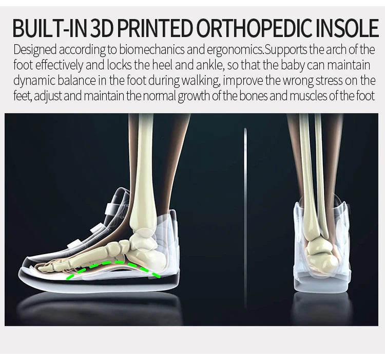 Kids Orthopedic Shoes for Boys and Girls with Arch Support Flat Feet, Black and Pink Leisure Walking Correcting Casual Sneakers