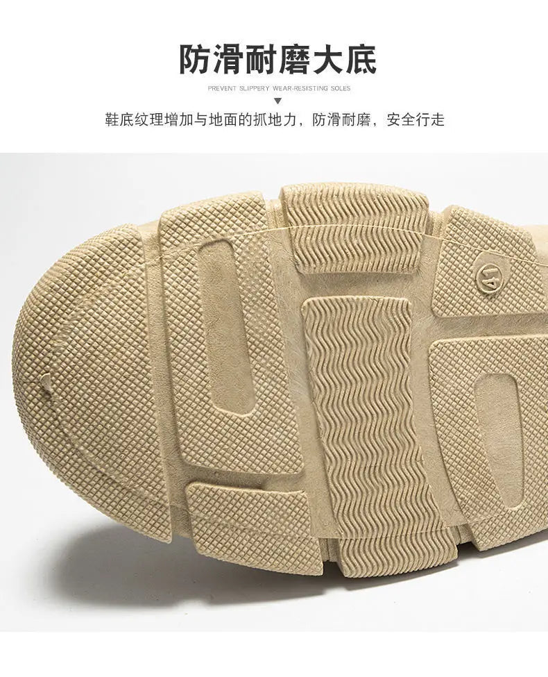 New Men Boots Leather Waterproof Lace Up Boots Men Winter Ankle Lightweight Shoes for Men Winter Casual Non Slip