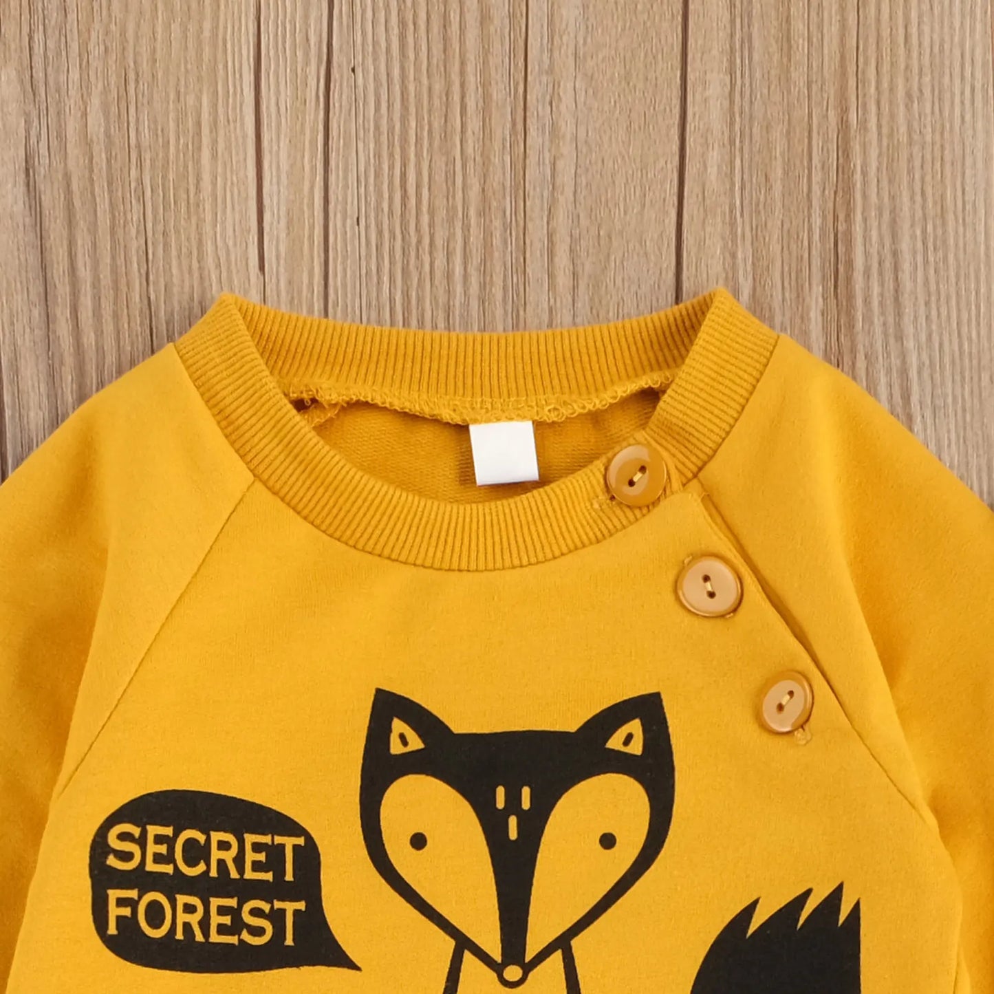 Children Long Sleeves Long Pants Suit, Newborn Boys Fox Printed Clothes Set, Autumn Round Collar Outfits with Hat 3pcs set