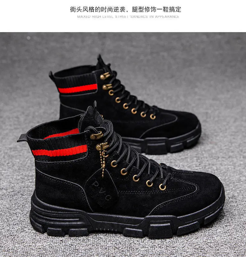 New Men Boots Leather Waterproof Lace Up Boots Men Winter Ankle Lightweight Shoes for Men Winter Casual Non Slip