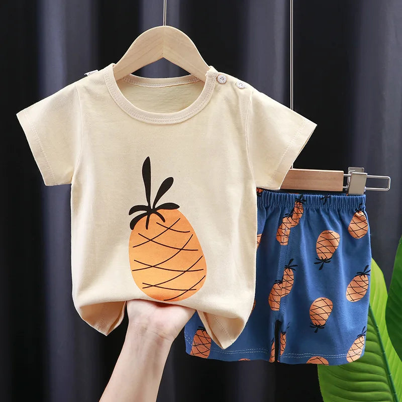 2022 New Summer Infants Clothes Short Sleeve T-shirt+shorts 2-piece For Baby Boys Girls Kids Outfit Children's Clothing Sets