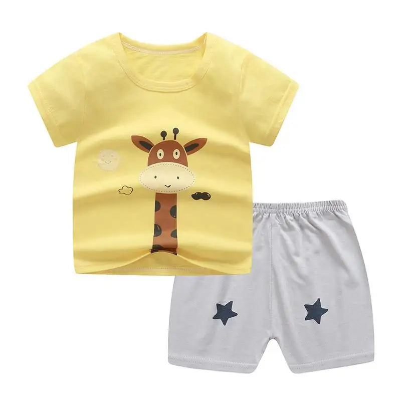 Brand Designer Cartoon Clothing Mickey Mouse Baby Boy Summer Clothes T-shirt+shorts Baby Girl Casual Clothing Sets