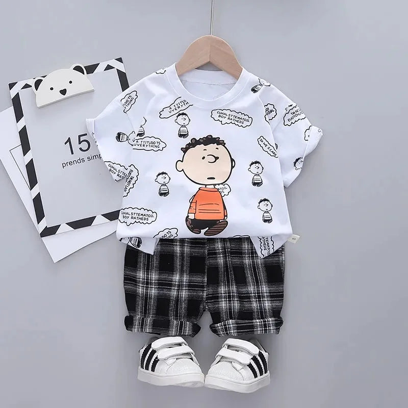Brand Designer Cartoon Clothing Mickey Mouse Baby Boy Summer Clothes T-shirt+shorts Baby Girl Casual Clothing Sets